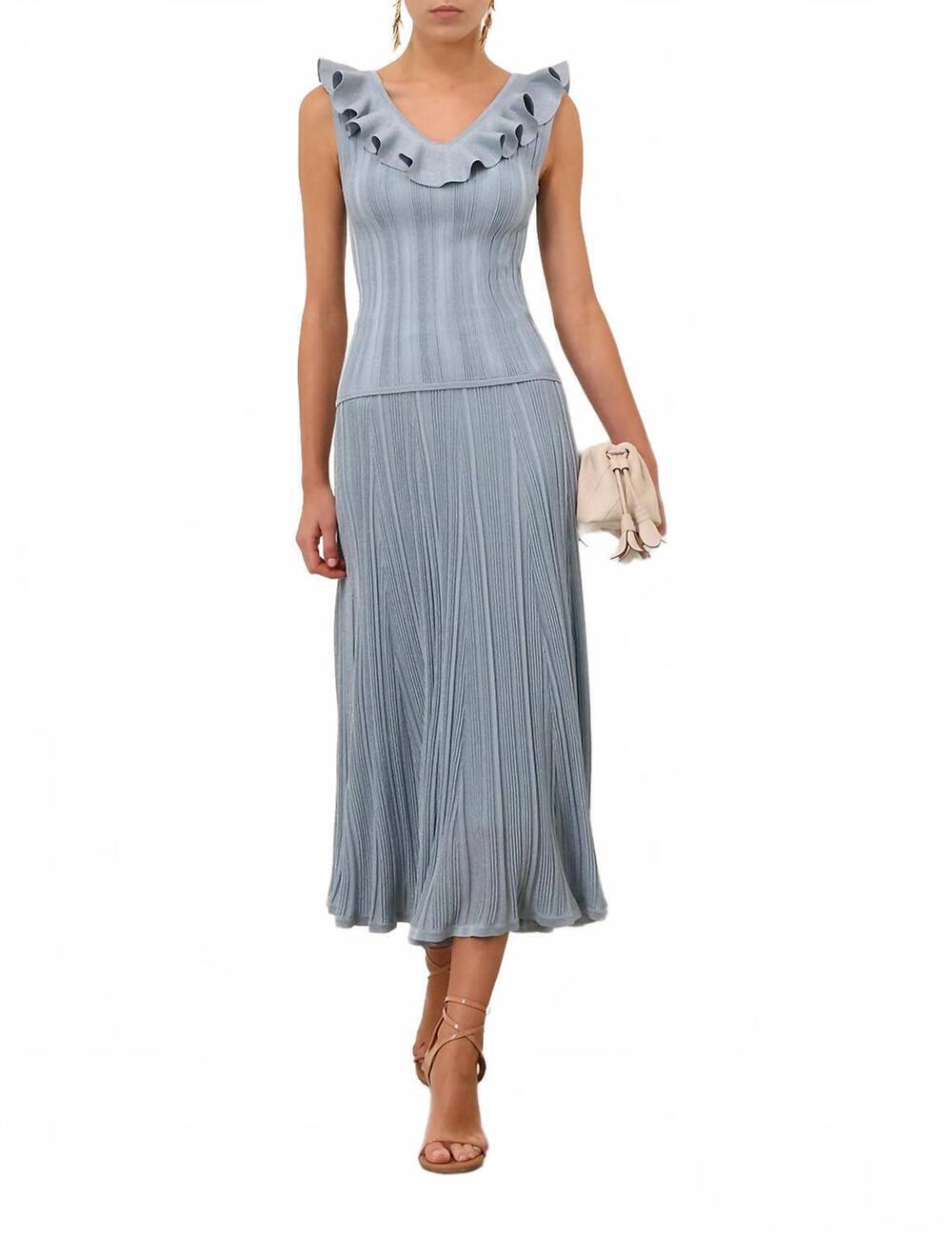 NEW ZIMMERMANN aster frill top in metallic blue